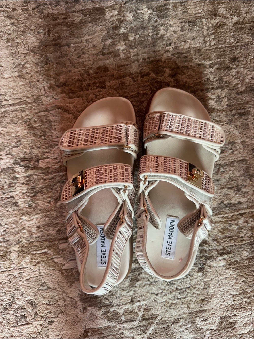Steve Madden  women’s Cream Sandals with Rose Gold Accents never worn